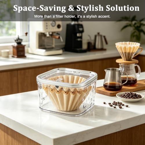 Clear Acrylic Coffee Pod Holder with Push-Button Lid, 1.9L/0.5 Gal