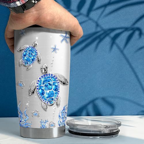 SANDJEST Turtles Gifts for Women Girls Sea Turtle Tumbler 20oz Jewelry