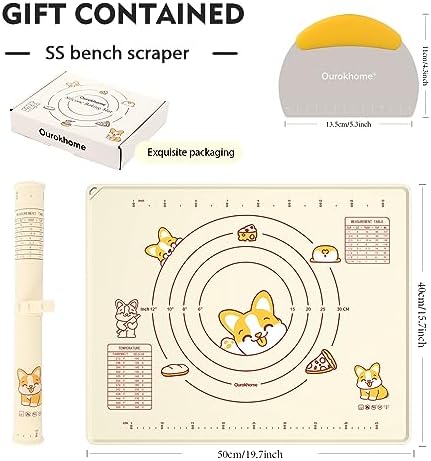 Silicone Baking Pastry Mat with Dough Cutter, Ourokhome 20'' X 16"