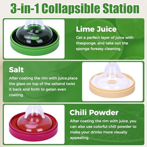 Margarita Salt Rimmer Set, 3-Tier Glass Rimmer Holds Lime Juice Salt