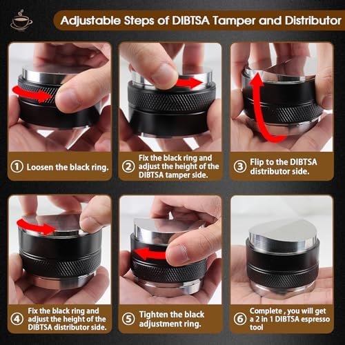 DIBTSA 58mm Espresso Distributor and Tamper, Dual Head Coffee Leveler