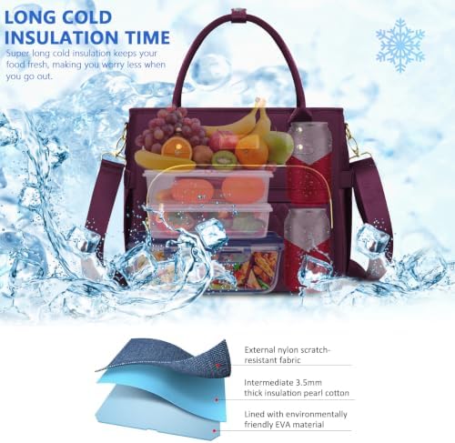 MIYCOO Insulated Lunch Bag Women, Large Tote Lunch Box for Work, 18L