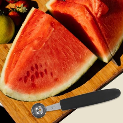 4pcs Stainless Steel Fruit Scoop Set with 4 Sizes Black Handles