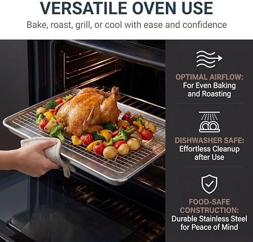 aking Sheet Pan & Cooling Rack Set – 18"×13" Aluminum Half Sheet &