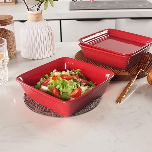 Casserole Dish 15.22 Ounce Ceramic Square Bakeware Set with Lids, Set