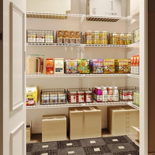 X-cosrack Metal Wire Basket Pantry Baskets Foldable Cabinet Organizers