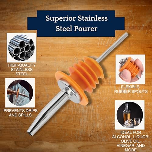 Spill-Stop 285-60 Metal Liquor Bottle Pourer, 1.75 L Wide Neck