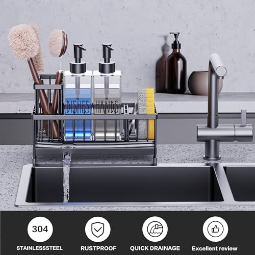 Cisily Kitchen Soap Dispenser Set, Clear Bottles