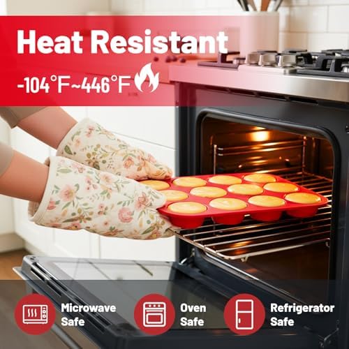 Silicone Muffin Pan with Metal Reinforced Frame,2 Pcs 2.9" Regular