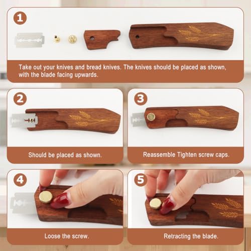 Wooden Bread Lame for Sourdough, Retractable Bread Scoring Tool