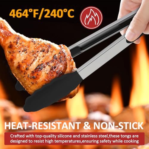 9 Pieces Silicone Tongs, 7, 9, 12 Inches