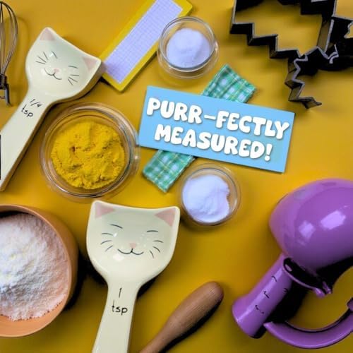 Cat Measuring Spoons Set of 4, Ceramic Baking Kitchen Gifts for Women
