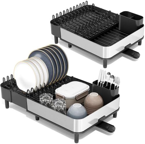 Urackify Stainless Steel Dish Drying Rack, Black