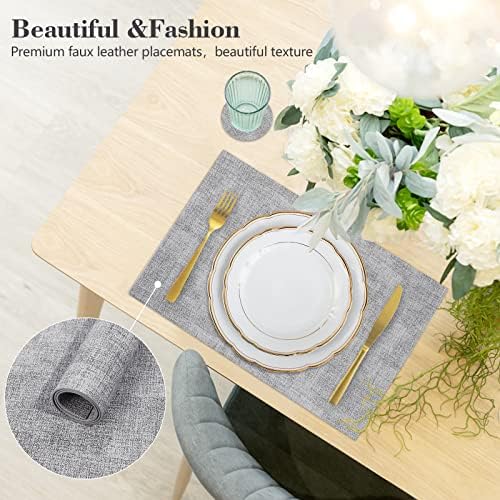 Faux Leather Placemats Set of 6,Heat Resistant Placemats for Dining