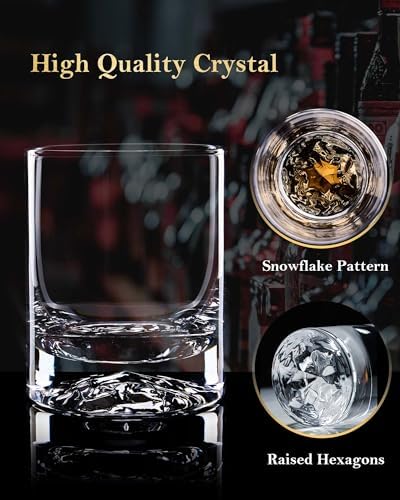 JBHO Hand Blown Crystal Double Old Fashioned Cocktail, Solid Whiskey