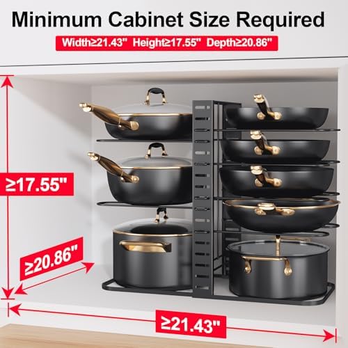 MUDEELA 8-Tier Lightweight Pots and Pans Organizer under Cabinet