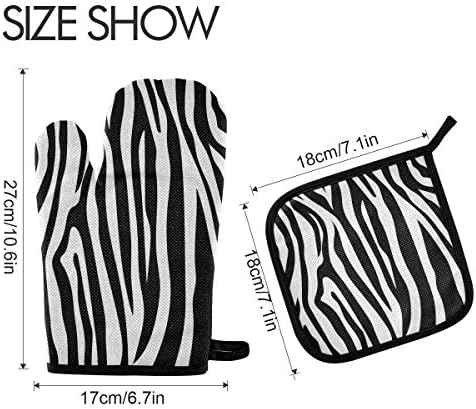QMXO Animal Zebra Skin Stripes Pattern Oven Mitts Quilted Cotton