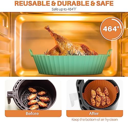 ME.FAN Air Fryer Silicone Liners for 4 to 7 QT [2 Pack] Reusable Air