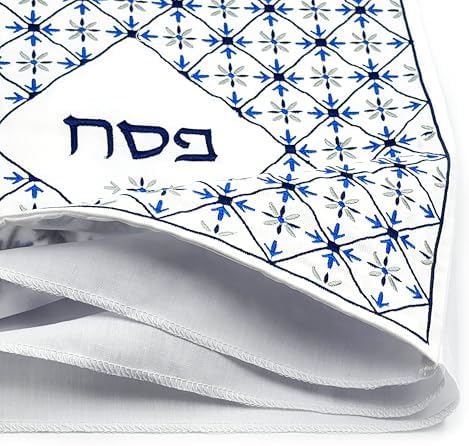 The Dreidel Company Embroidered Passover Matzah Cover for Passover