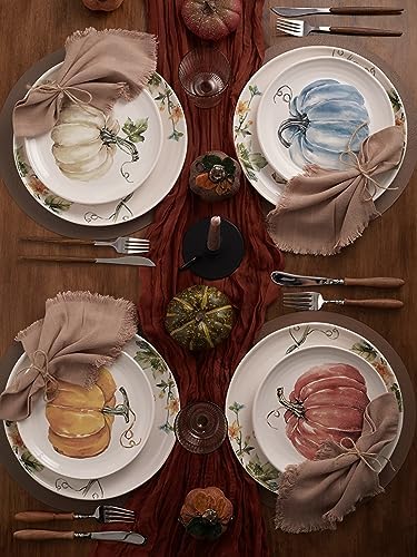 Bico Pumpkin Feast Salad Plates Set of 4, 8.75 Inch Ceramic Dessert