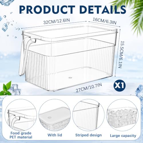1 Set Ice Bin for Freezer with Lid Scoop, Tall Version, Black White