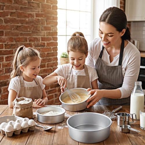 3 Pack Cake Pan Round, 6 inch/8 inch/10 inch Aluminum Baking Pans for