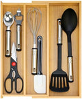 Large Bamboo Expandable Silverware Drawer Organizer