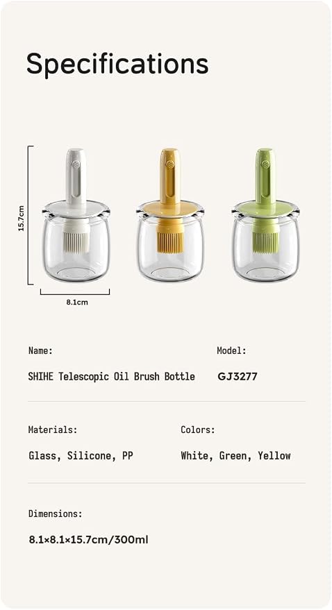 Retractable Oil Brush Dispenser, 2-in-1 Glass Olive Oil Bottle - Image 6