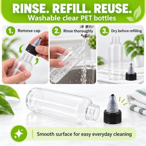 20 Pack Clear Dispensing Bottles with Twist Top Caps,4oz