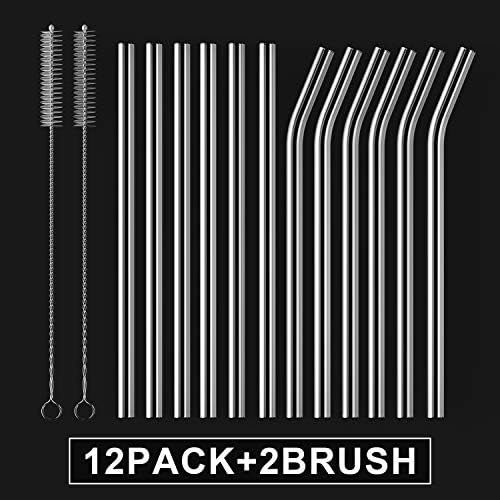 HeykirHome 12-Pack Reusable Glass Straw,Size 8.5''x10 MM,Including 6