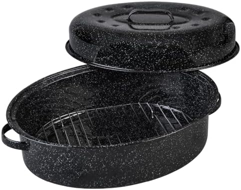 Granite Ware 19 inch oval roaster with Lid, V Rack included