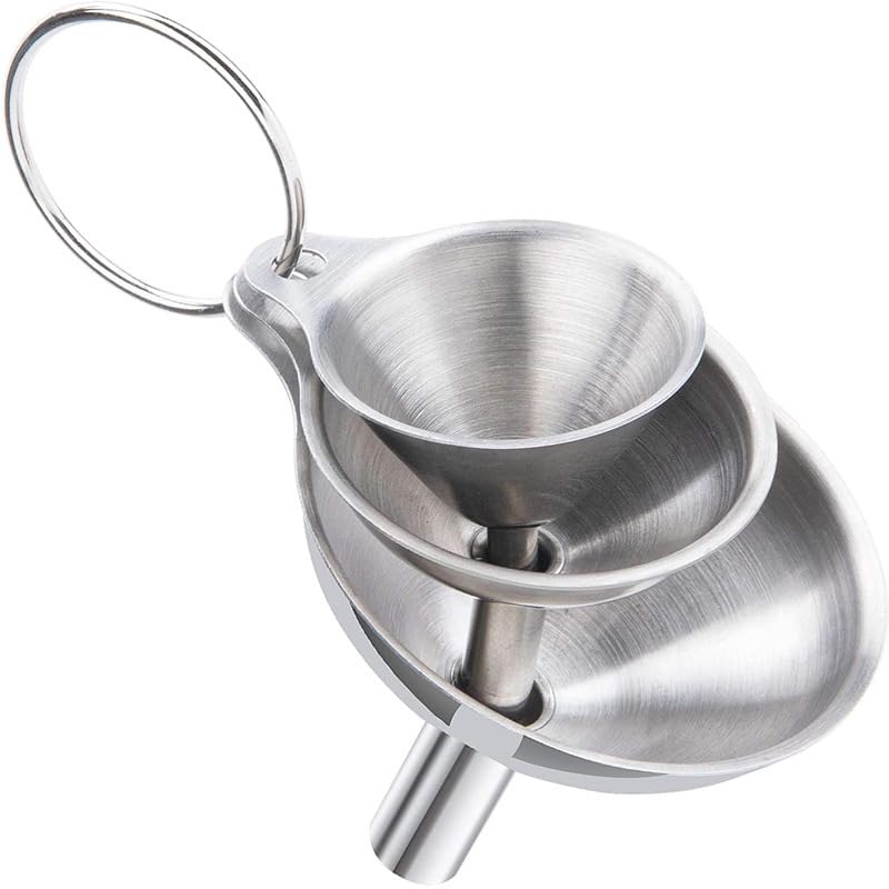 3PCS Kitchen Funnels Set,Stainless Metal Funnel for Filling Bottles