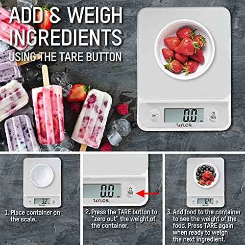 Taylor Glass Top Food Scale with Touch Controls, 11 lb Capacity, Sleek