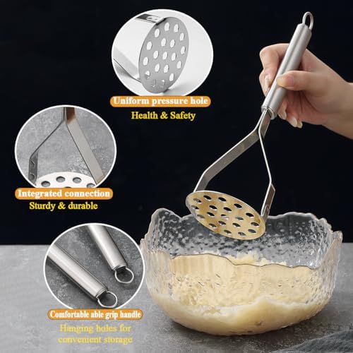 Potato Masher Stainless Steel 2pcs, Mashed Potato Masher Kitchen Tool