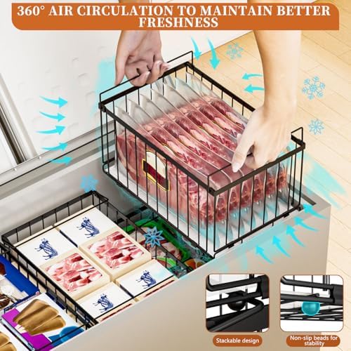 Large Freezer Organizer Bins, 3 Pack, 5 to 9 Cu.Ft