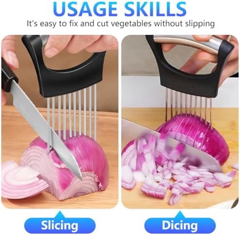 Stainless Steel Onion Holder for Slicing, Onion Slicer and Cutter
