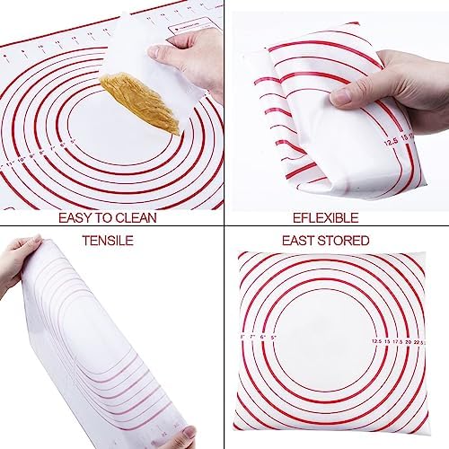 Stainless Steel Rolling Pin and Silicone Mat Set, Adjustable Thickness