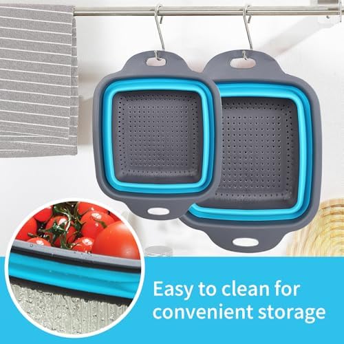2 PCS Collapsible Colander, Collapsible Strainers for Kitchen