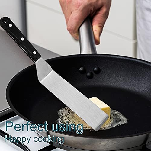 Leonyo Stainless Steel Long Narrow Metal Spatulas, 2 Pack