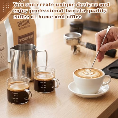 4 Pcs Espresso Accessories Kit with 4 oz Glass Espresso Shot Cup with