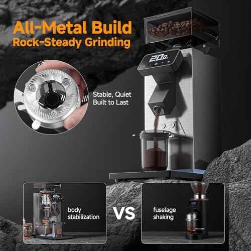 AMZCHEF 64mm Flat Burr Coffee Grinder, 90 Grind Settings