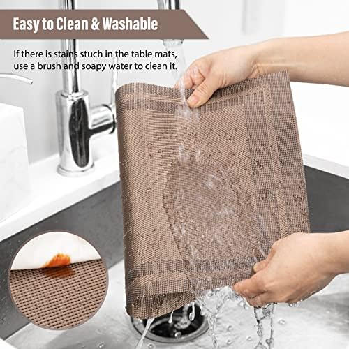 Winknowl Placemats Set of 4,Heat Resistant Woven Vinyl Washable PVC