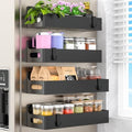 HuggieGems 4 Pack Black Magnetic Refrigerator Spice Racks