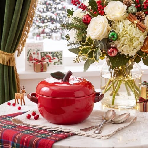 Ceramic 25oz Apple Mini Cocotte Casserole Dish with Lid