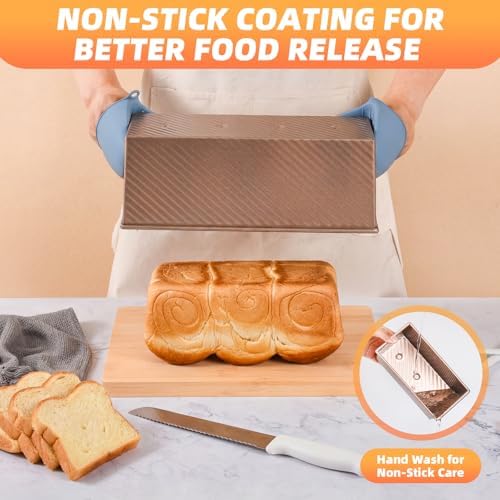 3 PCS Pullman Loaf Pan with Lid, 2.2 lb & 1 lb & 0.8 lb Dough