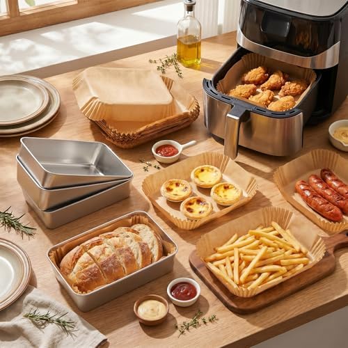 Sawysine 4 Pack Stainless Steel Loaf Pan Set with 200 Liners, 9x5 Inch