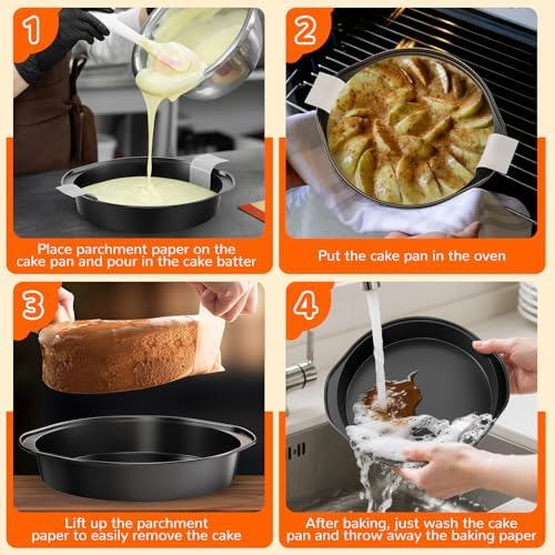 9 Inch Round Cake Pan with Handle, 3PCS Nonstick Cake Pans with