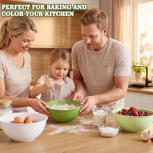 Greentainer 4-Piece Plastic Mixing Bowl Set with Lids for Kitchen