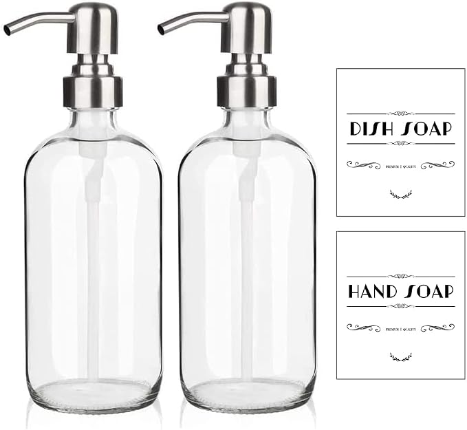 ARKTEK Refillable Soap Dispenser - 17 Oz Clear Glass Bottle by ARKTEK