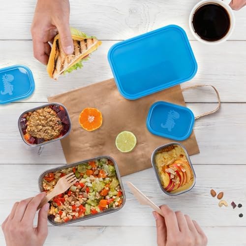 Tanjiae 3 CUP+1 CUP Stainless Steel Lunch Snack Containers Set | Leak